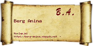 Berg Anina névjegykártya